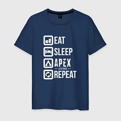 Футболка хлопковая мужская Eat, Sleep, Apex, Repeat, цвет: тёмно-синий