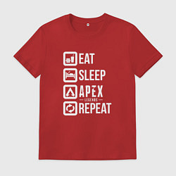 Футболка хлопковая мужская Eat, Sleep, Apex, Repeat, цвет: красный
