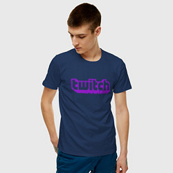 Футболка хлопковая мужская Twitch Logo цвета тёмно-синий — фото 2