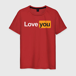 Футболка хлопковая мужская PornHub: Love You, цвет: красный