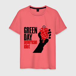 Футболка хлопковая мужская Green Day: American idiot, цвет: коралловый