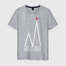 Футболка хлопковая мужская Москва-белый логотип-2, цвет: меланж