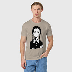 Футболка хлопковая мужская Wednesday Addams, цвет: миндальный — фото 2