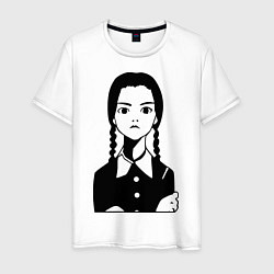 Футболка хлопковая мужская Wednesday Addams, цвет: белый