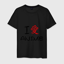 Футболка хлопковая мужская I love anime, цвет: черный