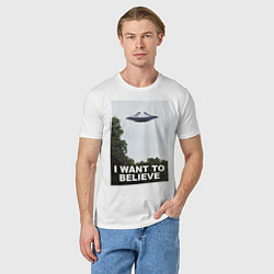 Футболка хлопковая мужская I WANT TO BELIEVE, цвет: белый — фото 2