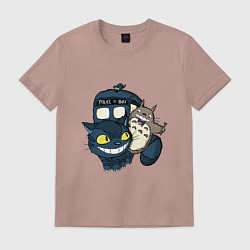 Футболка хлопковая мужская Tardis Totoro, цвет: пыльно-розовый