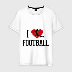 Футболка хлопковая мужская I love football, цвет: белый