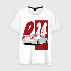 Футболка хлопковая мужская Drift Cars Nissan Skyline R34, цвет: белый