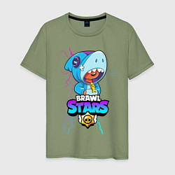 Футболка хлопковая мужская BRAWL STARS LEON SHARK, цвет: авокадо