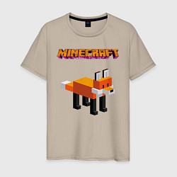 Футболка хлопковая мужская Minecraft - лиса, цвет: миндальный