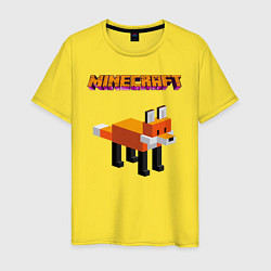 Футболка хлопковая мужская Minecraft - лиса, цвет: желтый