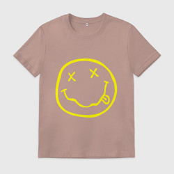 Футболка хлопковая мужская NIRVANA на спине, цвет: пыльно-розовый