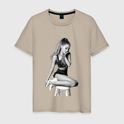 Футболка хлопковая мужская ARIANA GRANDE, цвет: миндальный