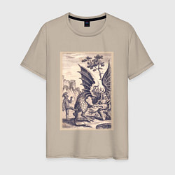 Мужская футболка Рыцарь, пинающий Дракона баллада о рыцаре Джоне Ла