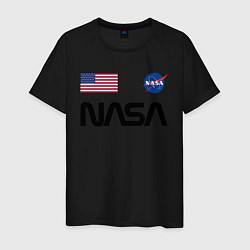 Футболка хлопковая мужская NASA НАСА, цвет: черный