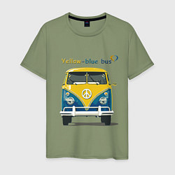 Мужская футболка Я люблю вас Yellow-blue bus