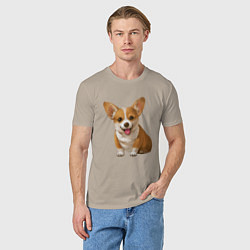 Футболка хлопковая мужская Корги, цвет: миндальный — фото 2