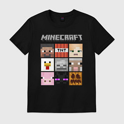Футболка хлопковая мужская MINECRAFT, цвет: черный
