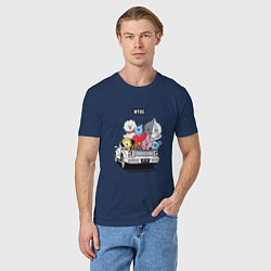 Футболка хлопковая мужская BT21, цвет: тёмно-синий — фото 2
