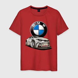 Футболка хлопковая мужская BMW оскал, цвет: красный