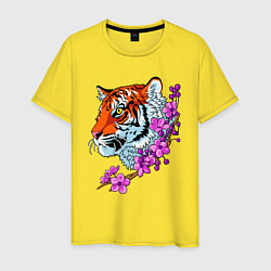 Футболка хлопковая мужская Тигр, цвет: желтый