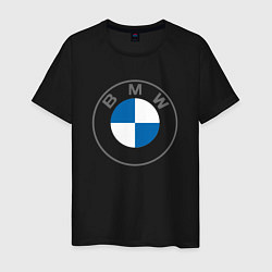 Футболка хлопковая мужская BMW LOGO 2020, цвет: черный
