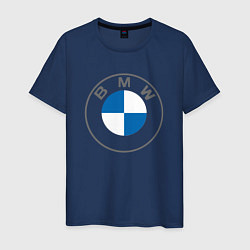 Футболка хлопковая мужская BMW LOGO 2020, цвет: тёмно-синий