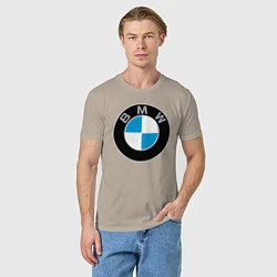 Футболка хлопковая мужская BMW, цвет: миндальный — фото 2