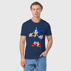 Футболка хлопковая мужская Sonic, цвет: тёмно-синий — фото 2