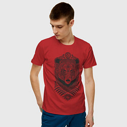Футболка хлопковая мужская Медведь цвета красный — фото 2