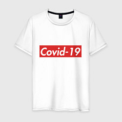 Футболка хлопковая мужская COVID-19, цвет: белый
