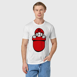 Футболка хлопковая мужская Марио в кармане, цвет: белый — фото 2