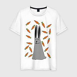 Футболка хлопковая мужская Кролик в морковке, цвет: белый