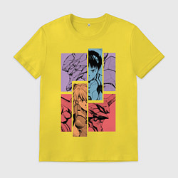 Футболка хлопковая мужская Аска и Синдзи, Евангелион, цвет: желтый