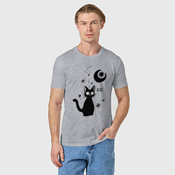 Футболка хлопковая мужская Jiji Cat, цвет: меланж — фото 2