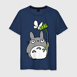 Футболка хлопковая мужская Totoro и бабочка, цвет: тёмно-синий