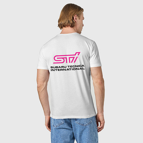 Мужская футболка SUBARU STI спина Z / Белый – фото 4