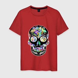 Мужская футболка Flowers - Art skull