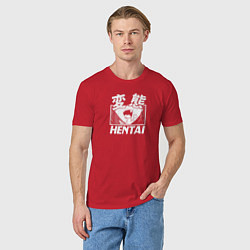 Футболка хлопковая мужская Hentai, цвет: красный — фото 2
