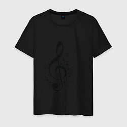 Мужская футболка Скрипичный ключ ноты по кругу