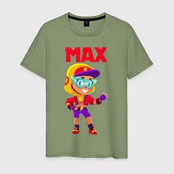 Футболка хлопковая мужская БРАВЛ СТАРС МАКС MAX, цвет: авокадо