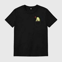 Футболка хлопковая мужская Авокадо в кармане, цвет: черный