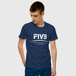 Футболка хлопковая мужская FIVB ВОЛЕЙБОЛ цвета тёмно-синий — фото 2