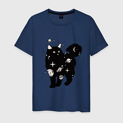 Футболка хлопковая мужская Котик шпротик, цвет: тёмно-синий