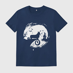Футболка хлопковая мужская Полнолуние Корги, цвет: тёмно-синий