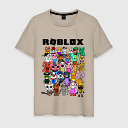 Футболка хлопковая мужская ROBLOX PIGGY, цвет: миндальный