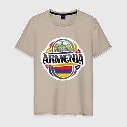 Футболка хлопковая мужская Армения, цвет: миндальный