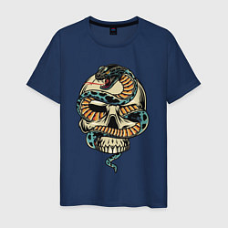 Футболка хлопковая мужская Snake&Skull, цвет: тёмно-синий