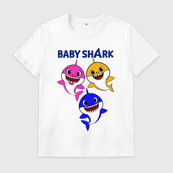 Футболка хлопковая мужская Baby Shark, цвет: белый